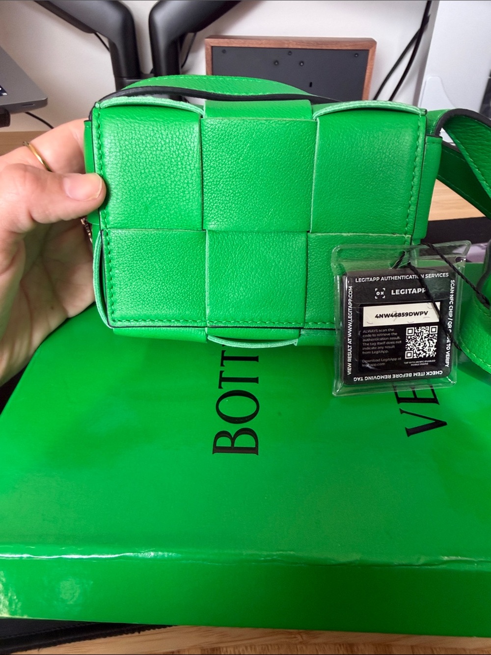 Bottega Veneta Green Intrecciato Leather Crossbody